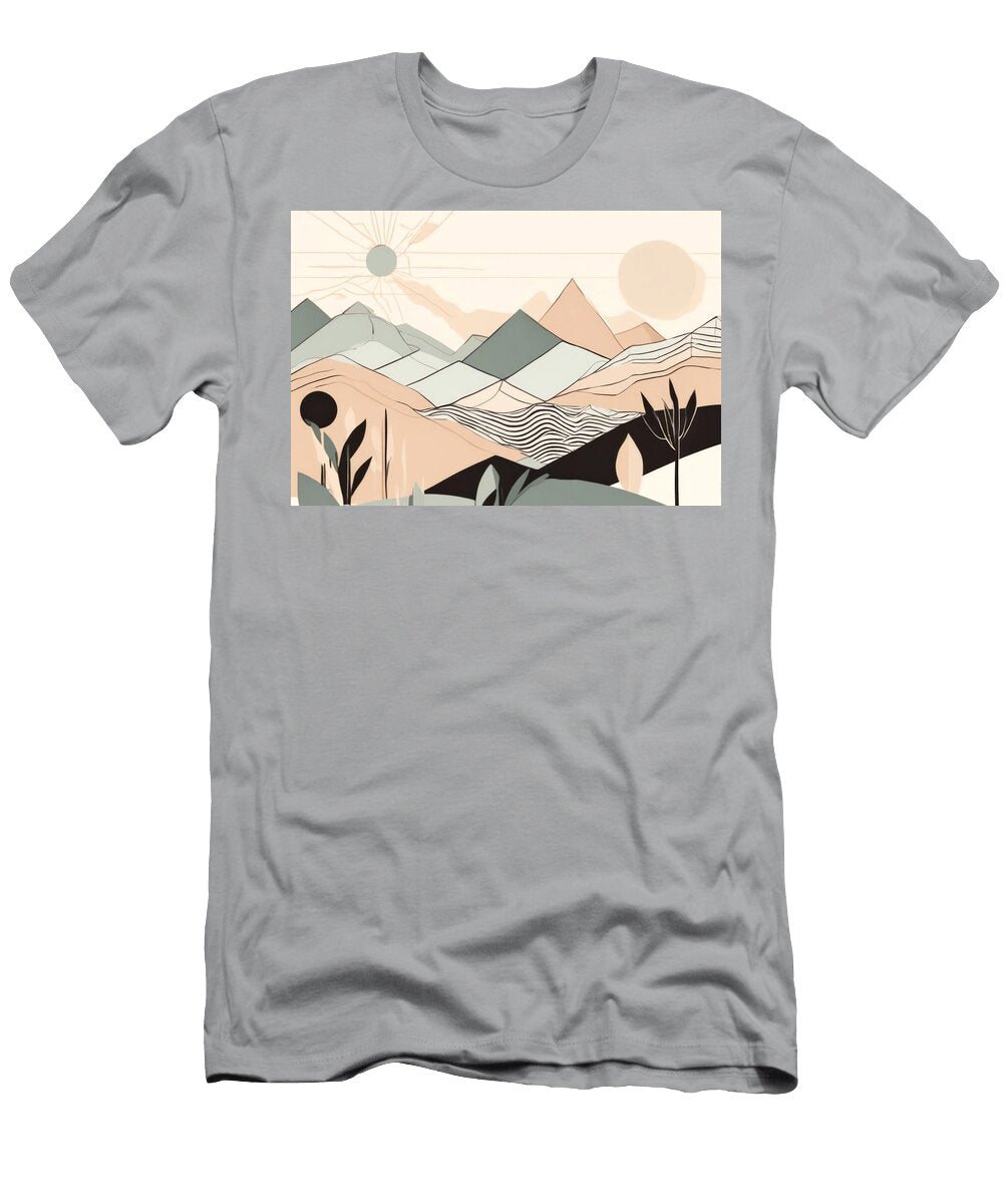 Plant Mountains Modern Colours Minimalist Neutral Abstract Shape Oriental Organic Line Boho Print Earth Icon Background Contemporary Geometric Century One Decor Wall Art Sun Nature Poster Mid Wafe Akkash T-Shirt