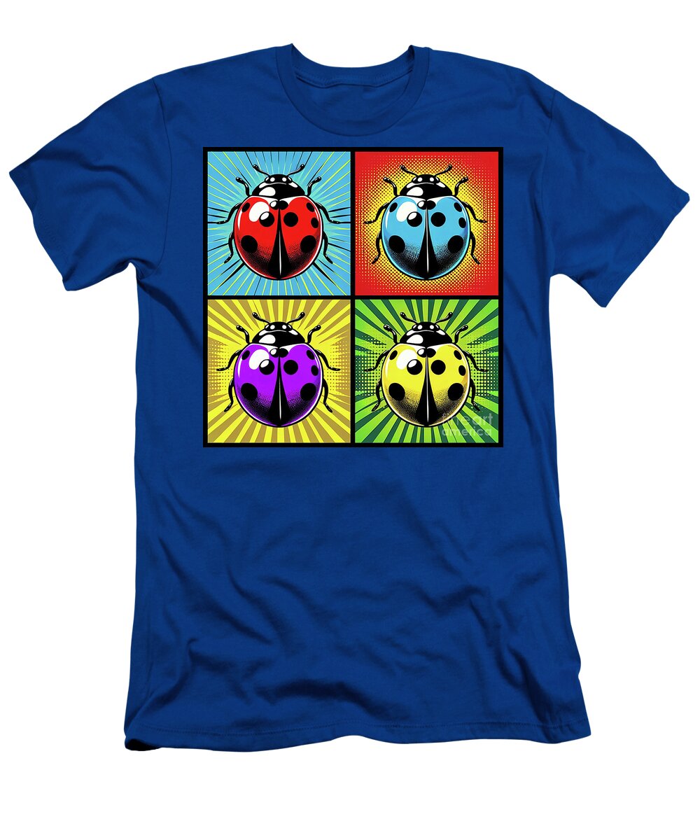 Pop Art Ladybugs Vibrant Quadrants of Style and Color Zedi T-Shirt