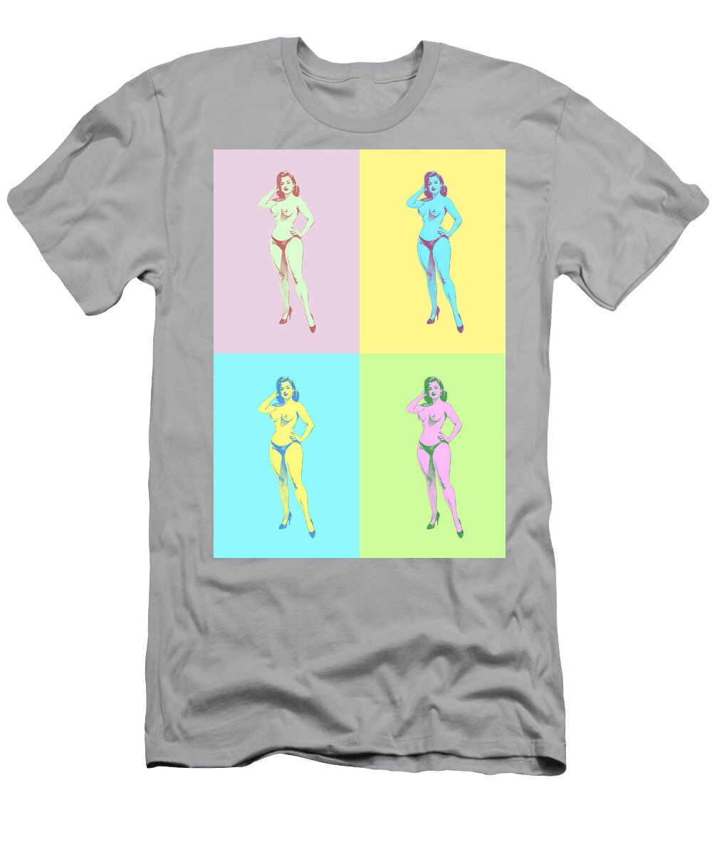 Pop Art Nude Pin Up in Pastel Panels Hecate Pim T-Shirt