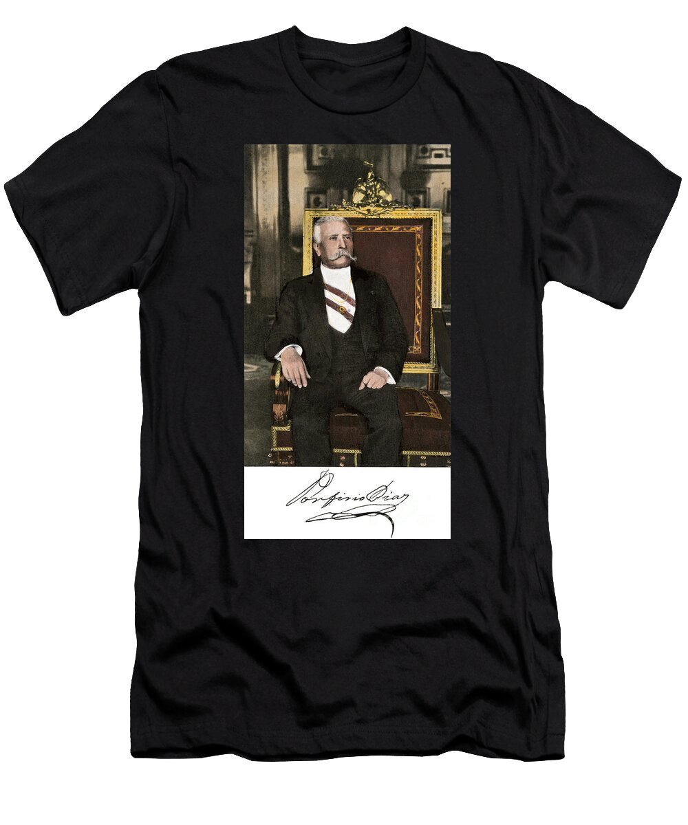 Portrait of Porfirio Diaz 1828 1915 President of the Republic of Mexico From a Photograph Mexican President Porfirio Diaz with His Signature Halftone Reproduction of a Photograph American School T-Shirt