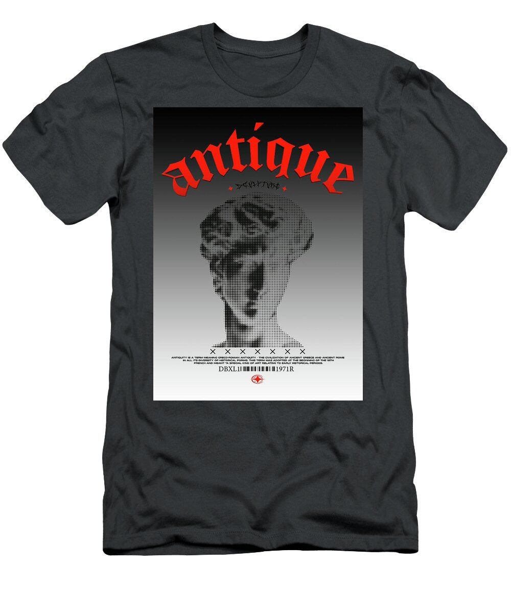 Poster of a Statue of David with Effect Halftone with Text Antique in Techno Leith Huber T-Shirt