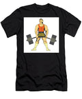 Powerlifter Performing Deadlift with Barbell Front View Retro Tattoo Aloysius Patrimonio T-Shirt