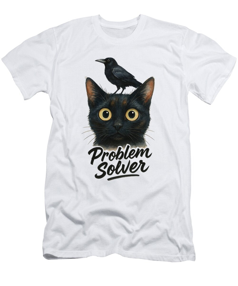 Problem Solver Cat and Crow Art Mounir Khalfouf T-Shirt