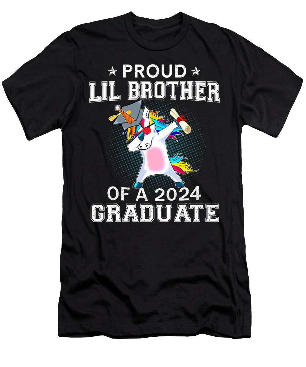 Proud Lil Brother of a 2024 Graduate Senior Unicorn Dabbing Thepassionshop T-Shirt