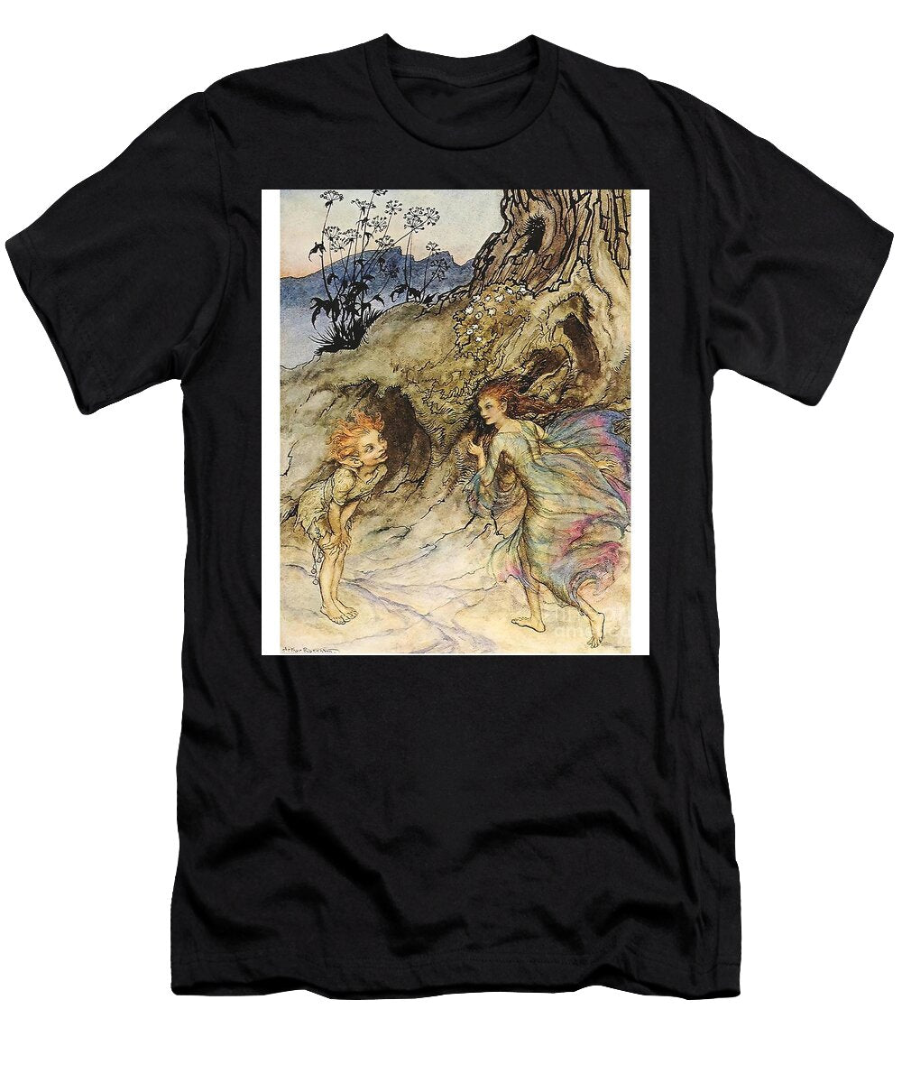 Puck and a Fairy By Arthur Rackham Christian Hall T-Shirt