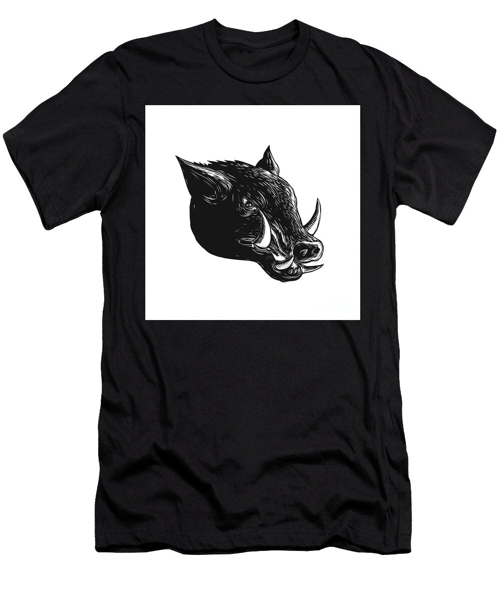 Razorback Wild Boar Scratchboard Aloysius Patrimonio T-Shirt