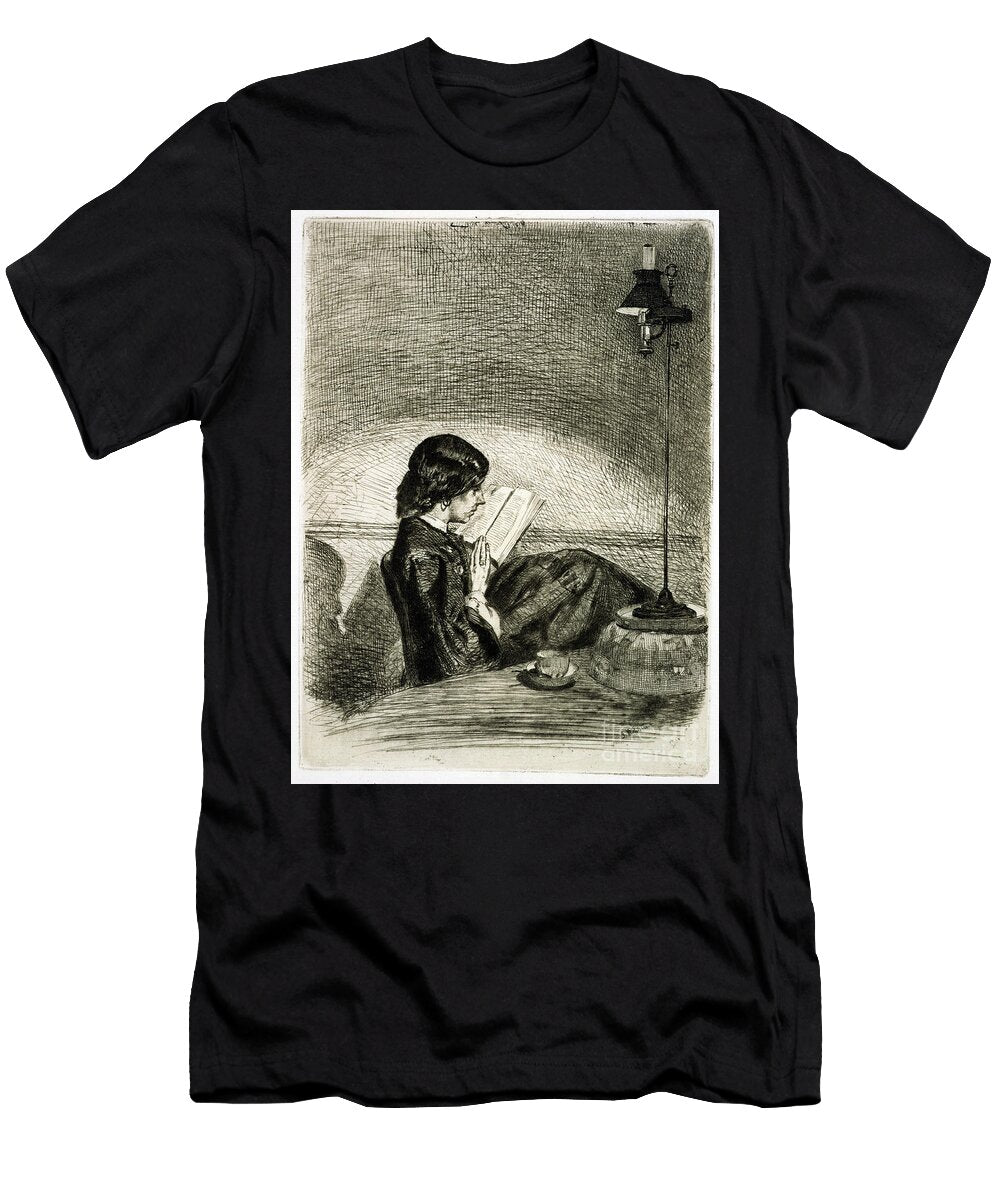 Reading By Lamplight 1858 Etching James Abbott Mcneill Whistler T-Shirt