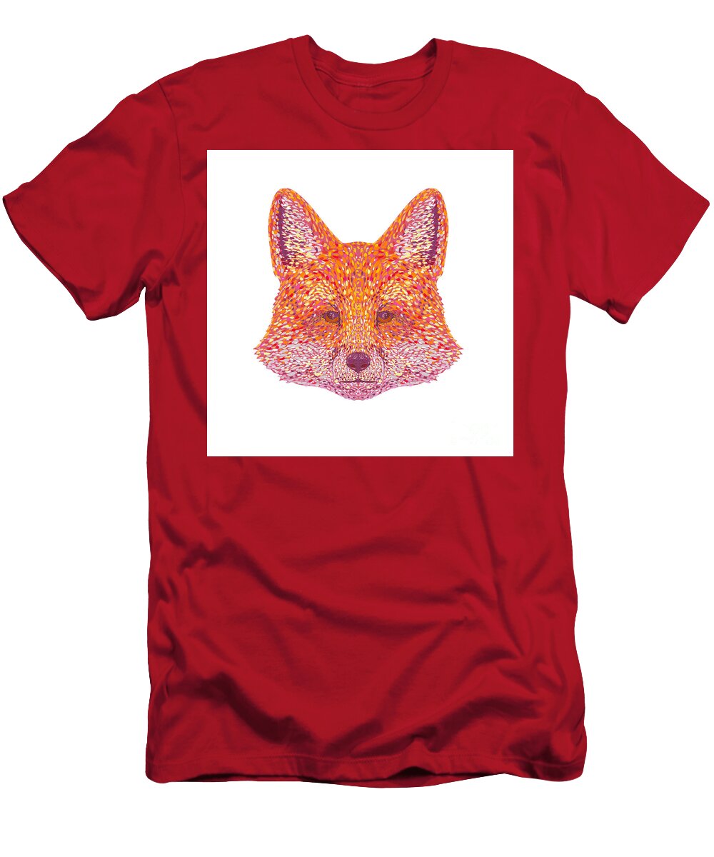 Red Fox Head Front View Pointillist Impressionist Pop Art Style Aloysius Patrimonio T-Shirt