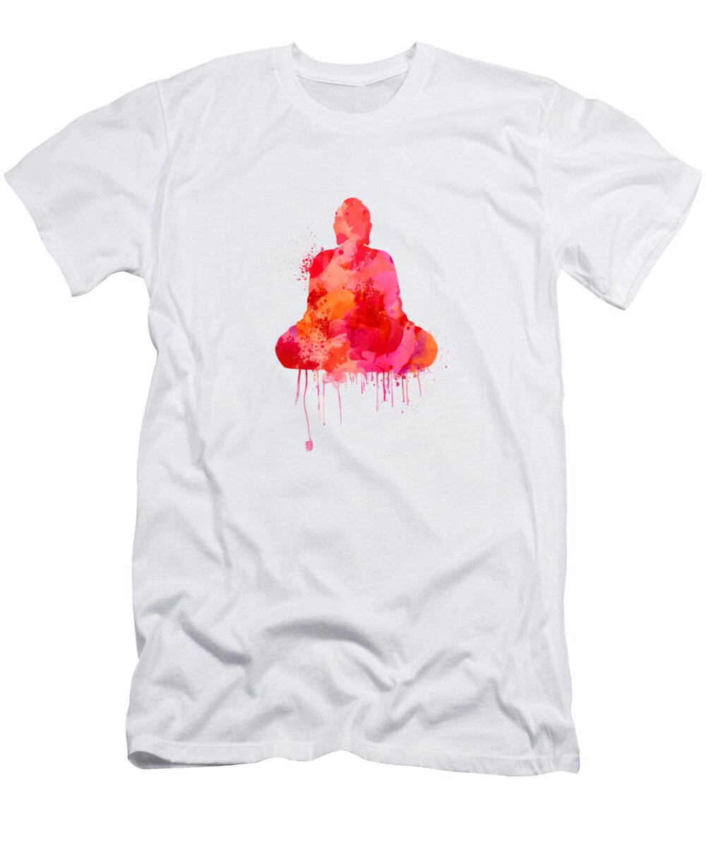 Red Watercolor Buddha Paining Thubakabra T-Shirt