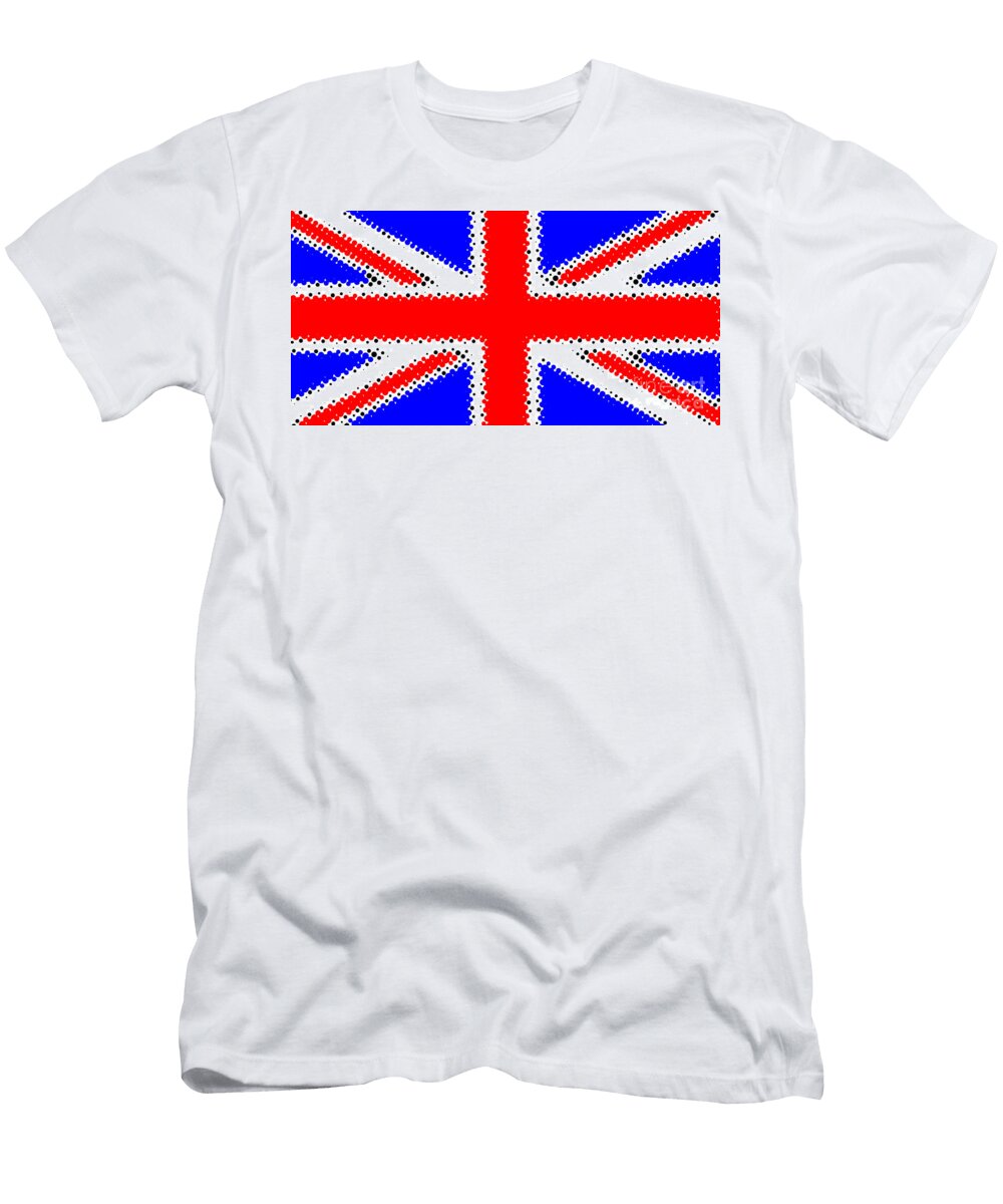 Red White Blue Union Jack Flag in Halftone Bigalbaloo Stock T-Shirt