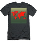 Red World Map on Background with a Halftone Pattern Background Rudy Bagozzi T-Shirt