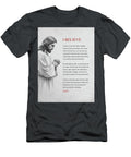 Religious Creed with Jesus Figure Aged Pixel T-Shirt