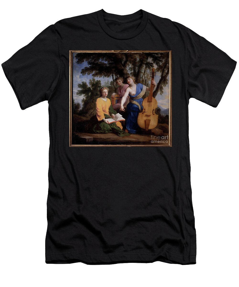 Representation of the Three Muses Melpomene Erato and Polymnie Oil on Canvas Eustache Le Sueur T-Shirt