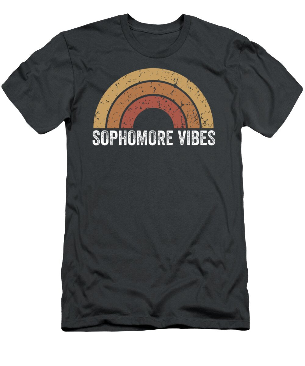 Retro Rainbow for 10th Grader Grade 10 Sophomore Vibes Tuckec Aaryi T-Shirt