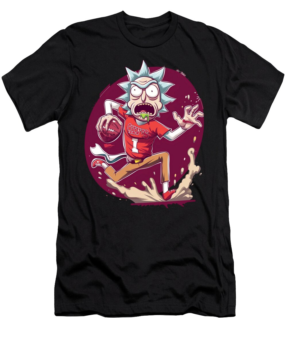 Rick and Morty Vs Cleveland Indians Logo Visual Contrast Rush T-Shirt