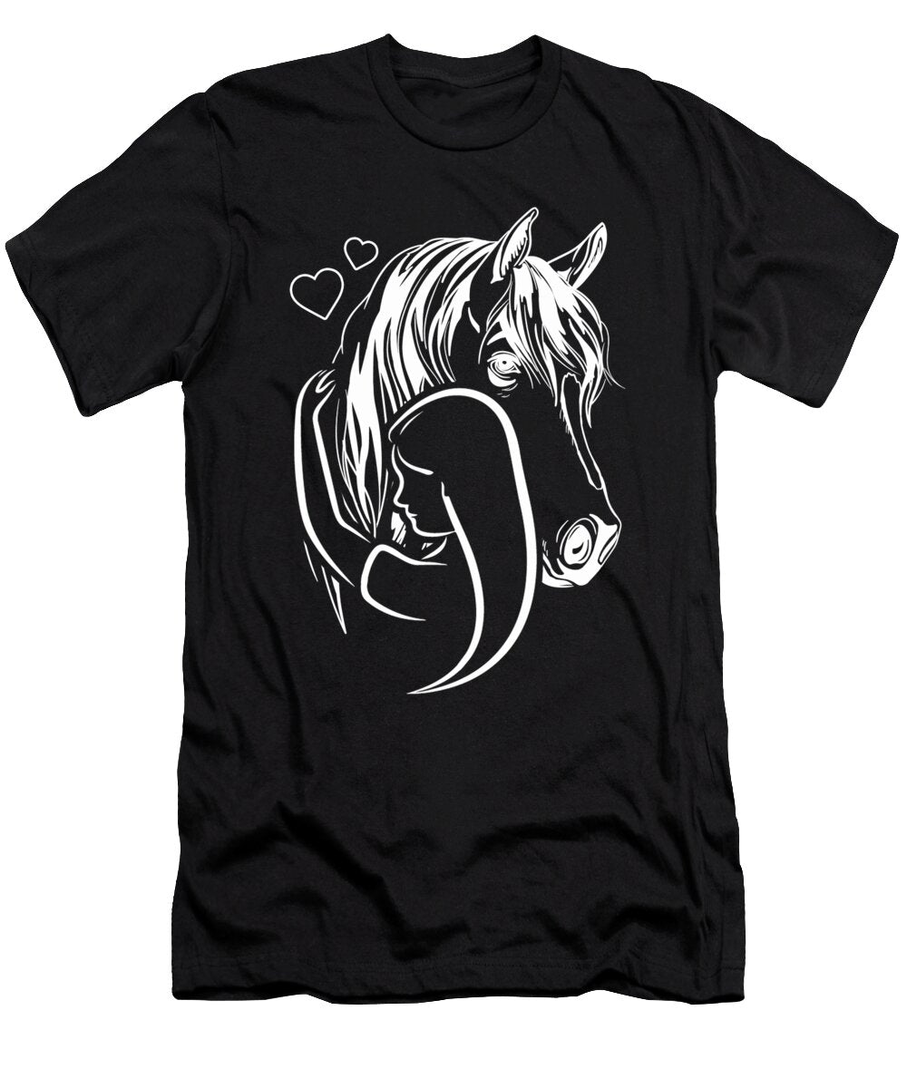 Rider Horse Lineart Horse and Girl Rider Manuel Schmucker T-Shirt