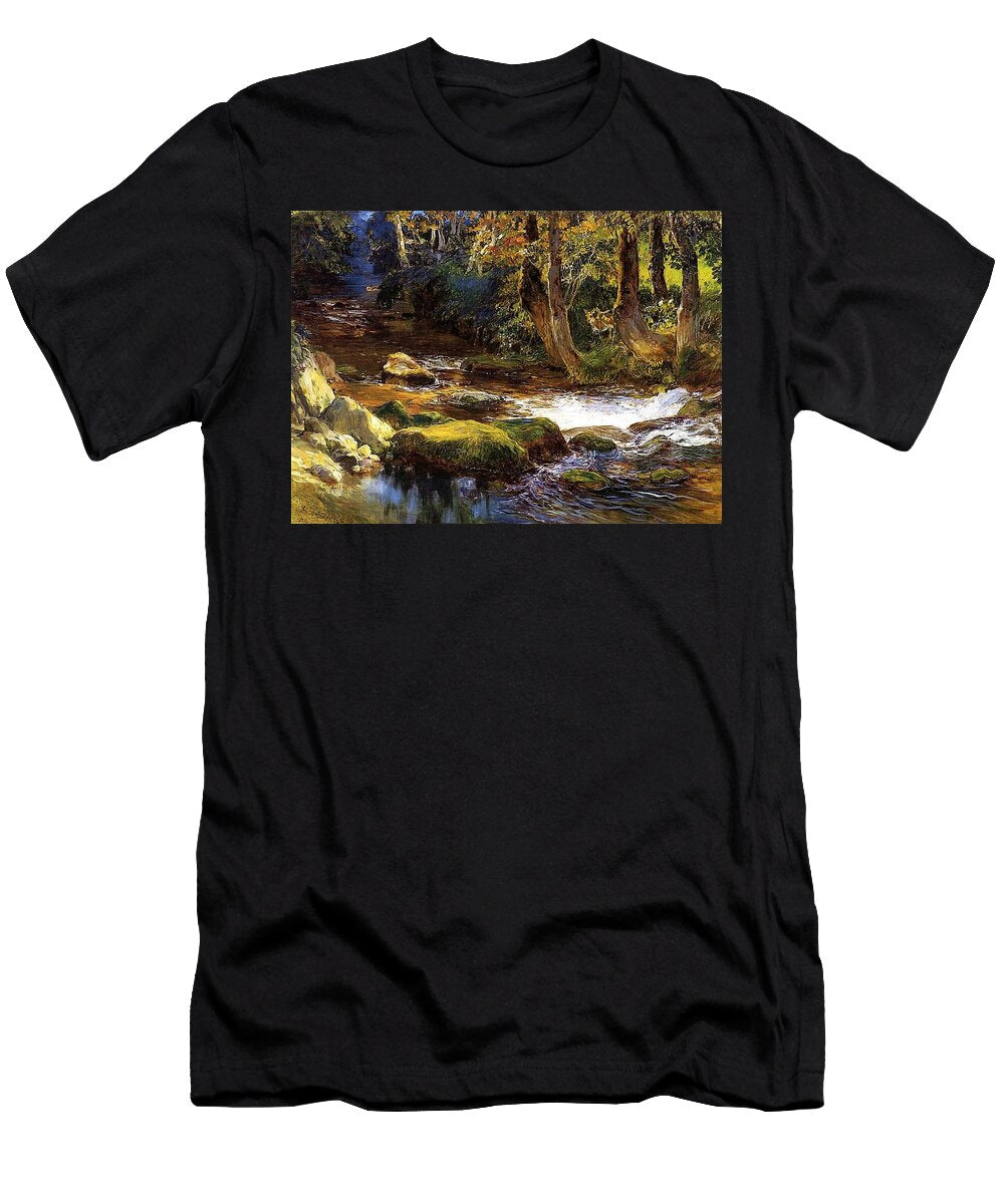 River Landscape with Deer Bridgeman Frederick Arthur T-Shirt