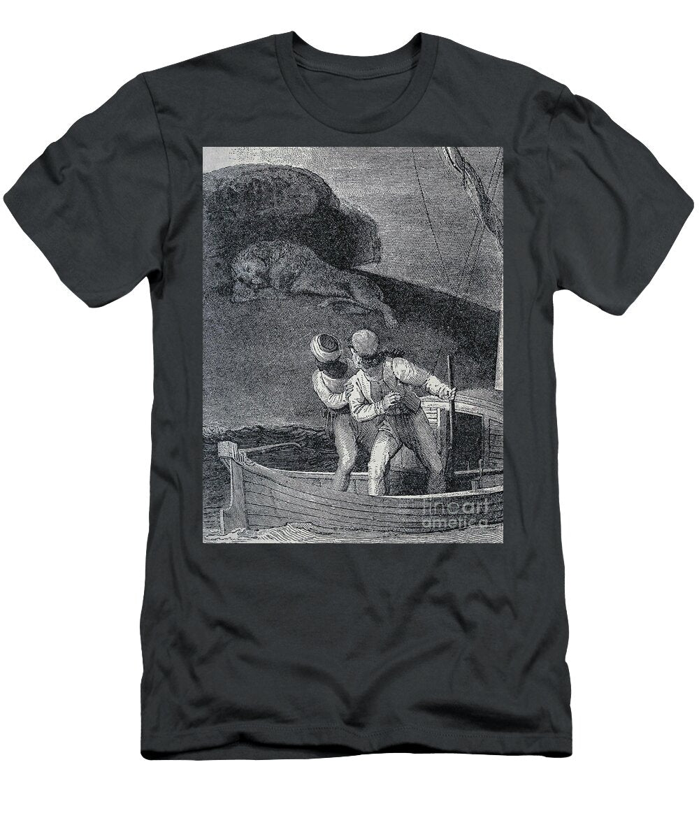 Robinson Crusoe and Xury Alarmed At the Sight of a Lion C5 Historic Illustrations T-Shirt