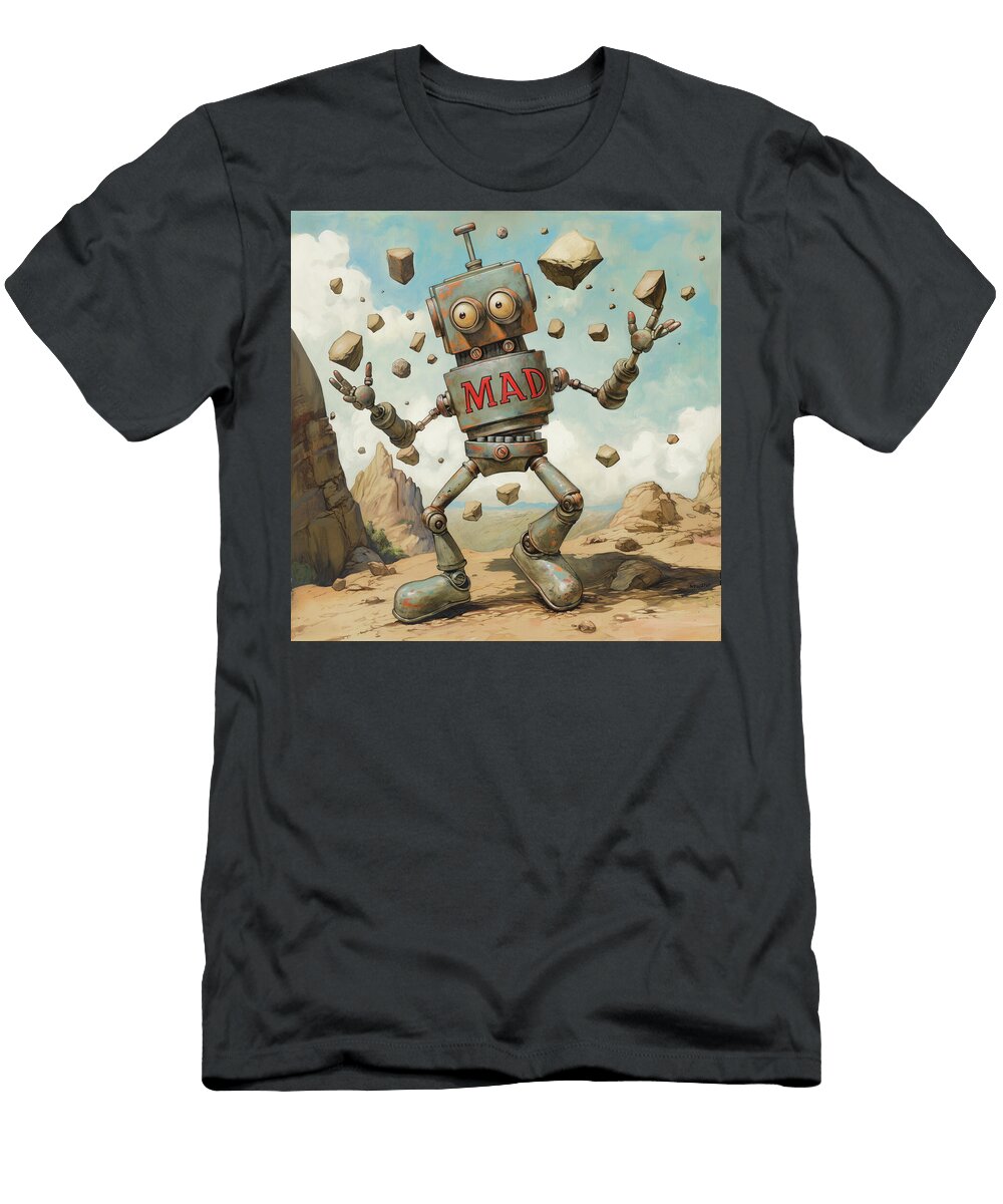 Robot Juggling Rocks Mad Comic Book Cover 14 Mad Paperairplanes T-Shirt