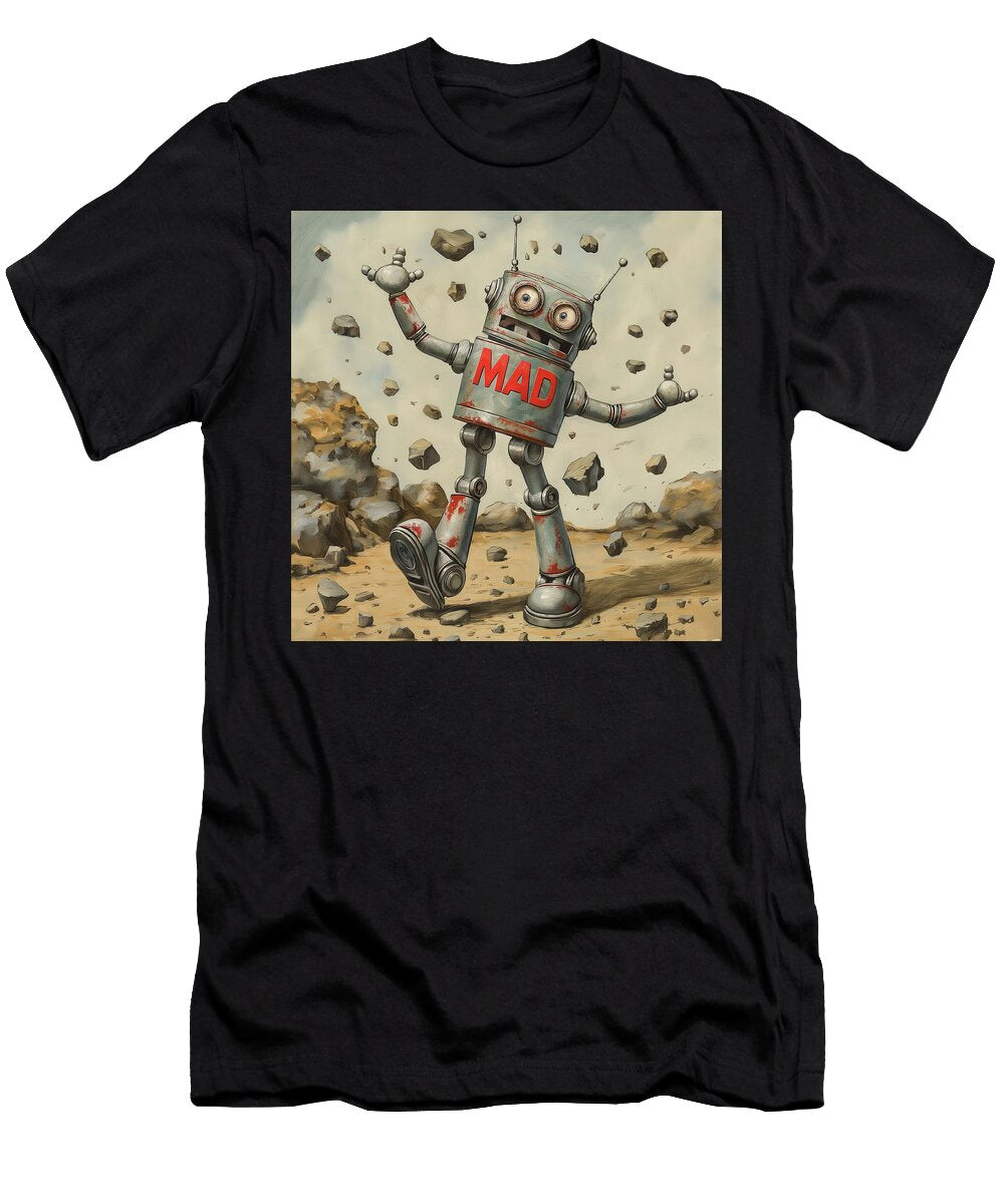 Robot Juggling Rocks Mad Comic Book Cover 47 Mad Paperairplanes T-Shirt