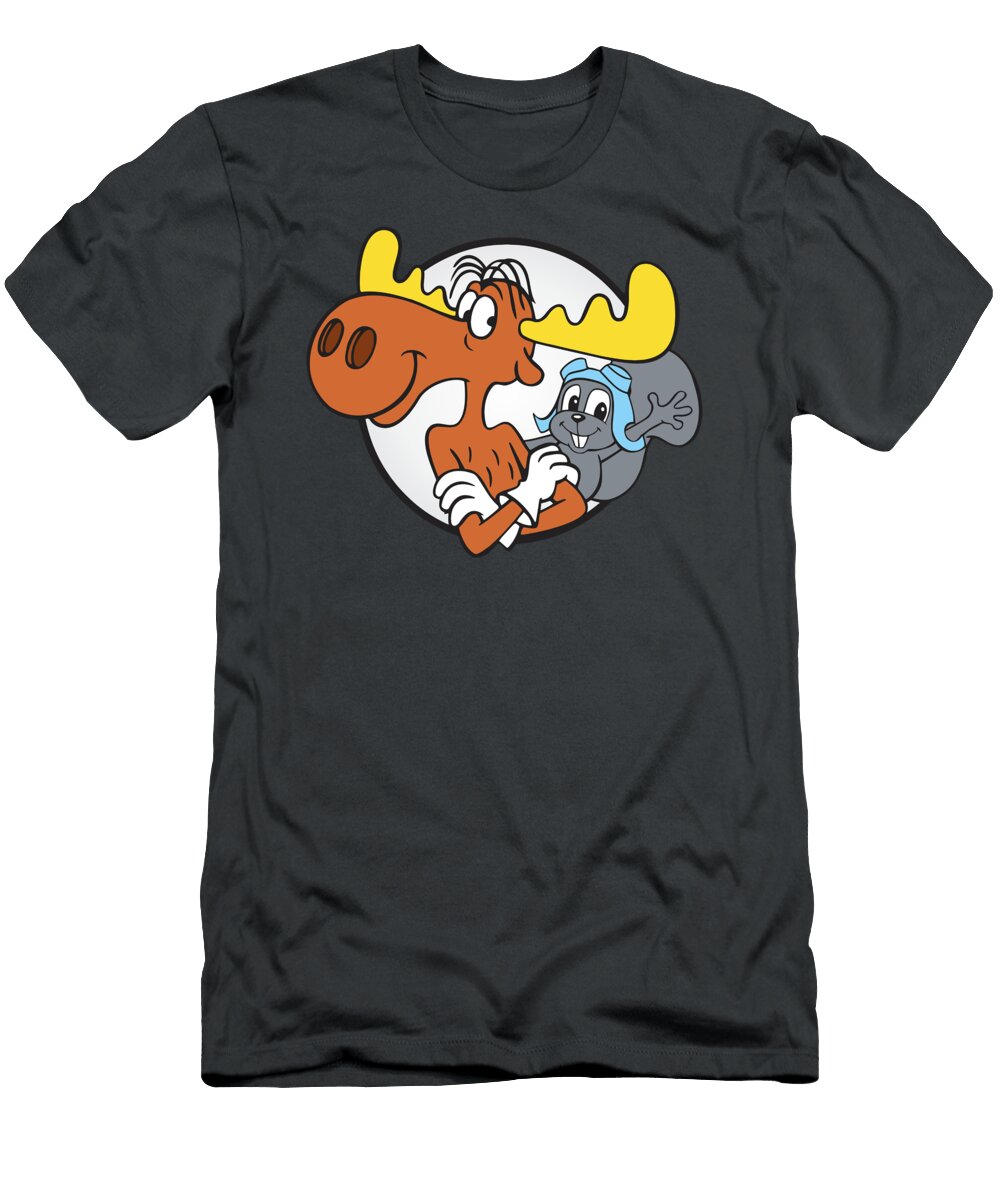 Rocky N Bullwinkle Hello Circle Peter Lindqvist T-Shirt