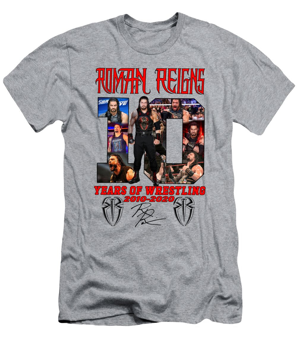 Roman Reigns Years of Wrestling 2010 2020 Roman Reigns Anniversary White Amanda Tucker T-Shirt