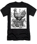 Rooster Perched on a Woven Basket with Plants Vintage Engraving Kristina Douy T-Shirt