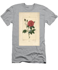 Rose De France or Rose De Provins Rose Rosa Gallica with Bud Flower Leaf and Thorny Stem Pierre Jean Francois Turpin T-Shirt