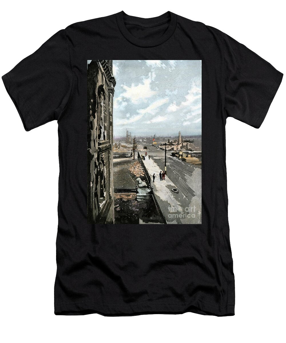 Ruins on Clark Street After the Chicago Fire in 1871 Hand Colored Halftone Reproduction of a 19th Century Illustration American School T-Shirt