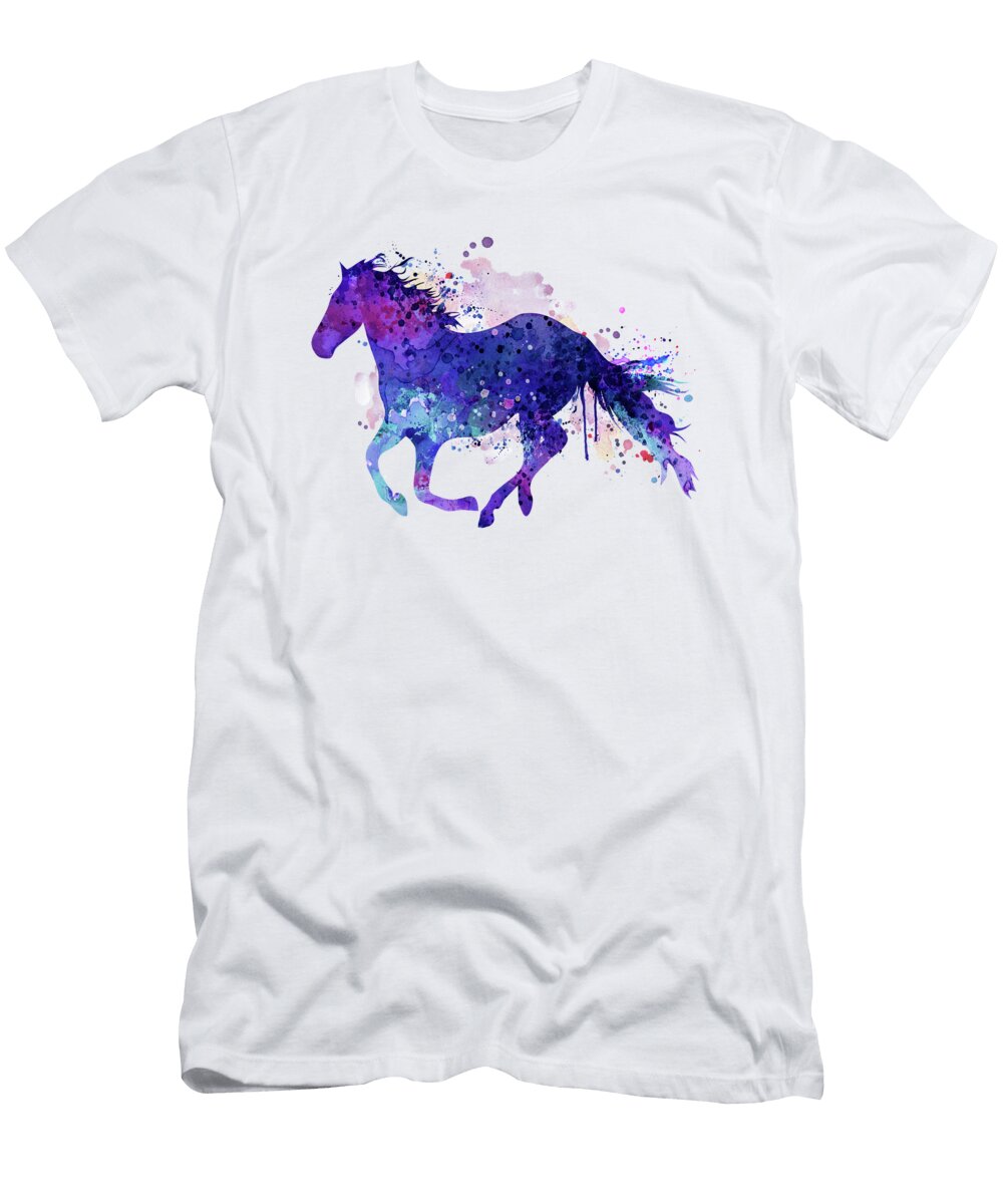 Running Horse Watercolor Silhouette Marian Voicu T-Shirt