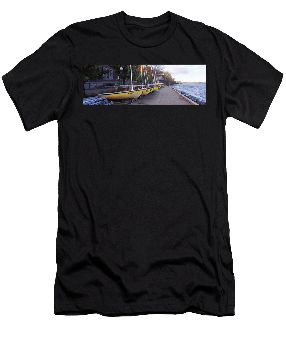 Sailboats in a Row University Panoramic Images T-Shirt