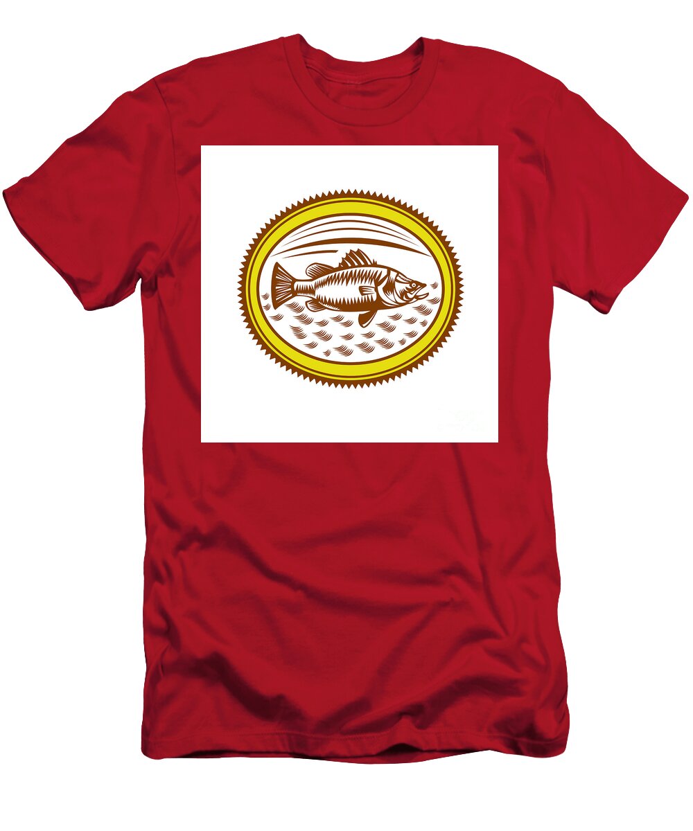 Saltwater Barramundi Rosette Woodcut Aloysius Patrimonio T-Shirt