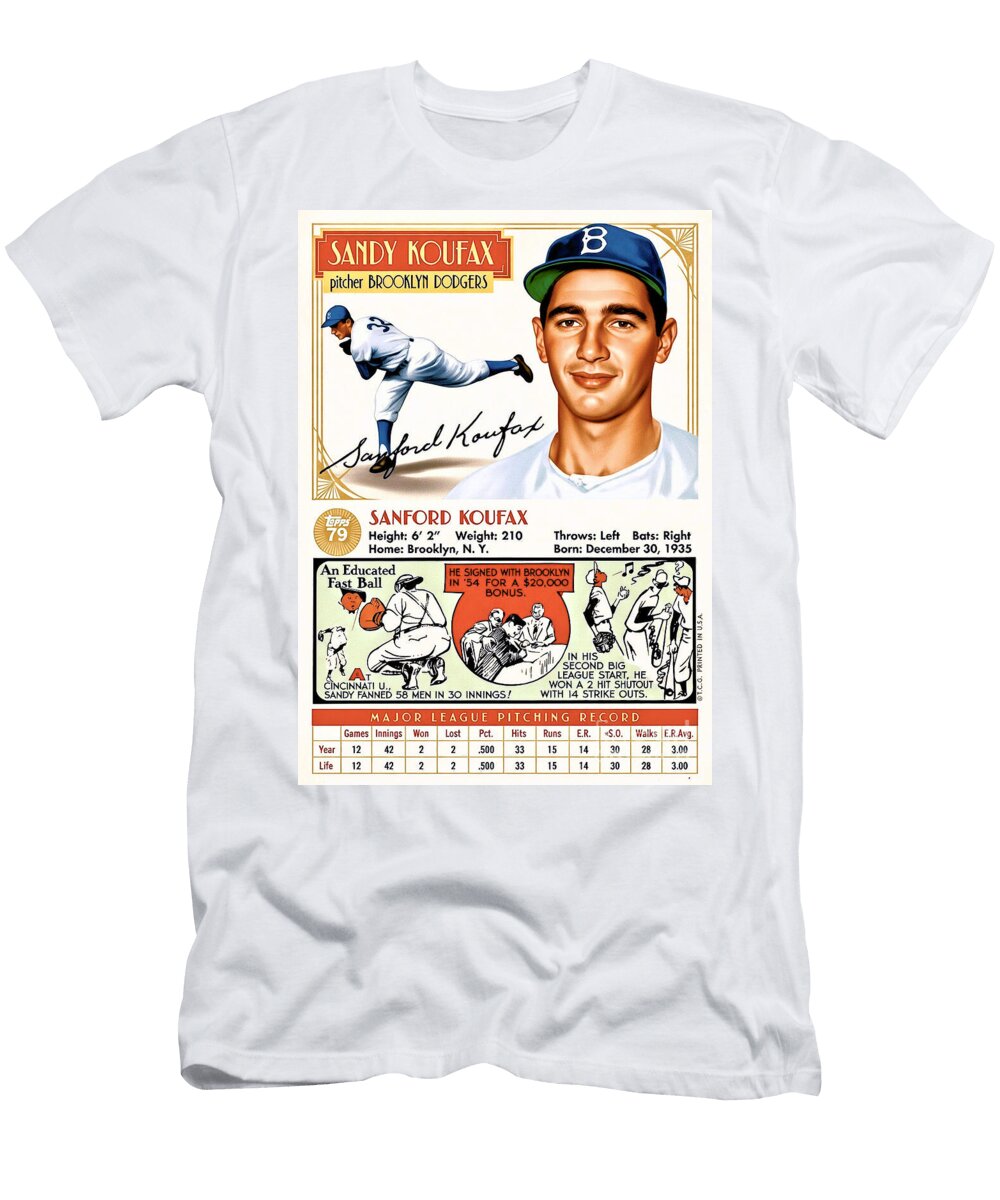 Sandy Koufax Brooklyn Dodgers 1956 Topps Redux Robert Williams T-Shirt