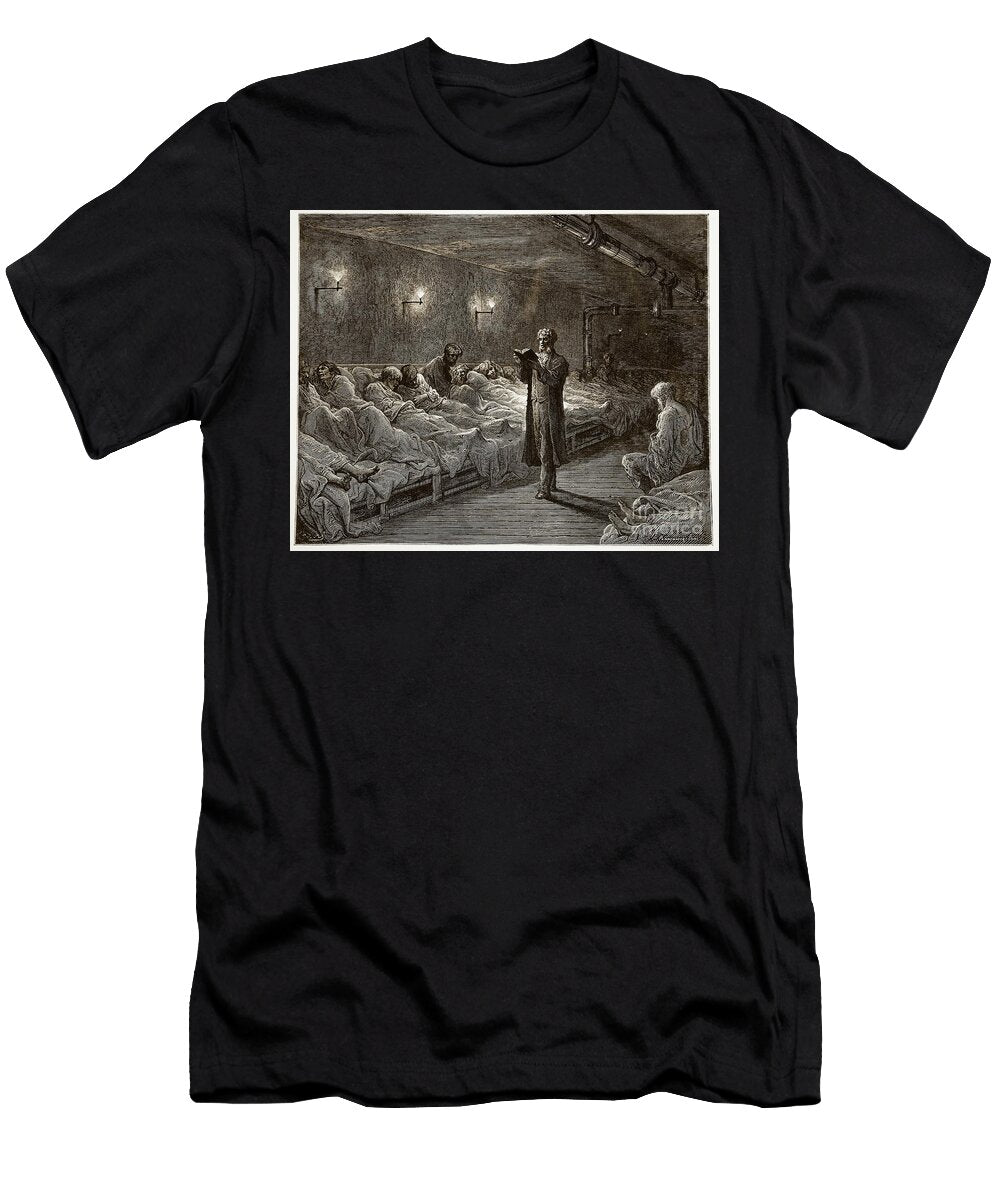 Scripture Reader in a Night Refuge From London a Pilgrimage Gustave Dore T-Shirt