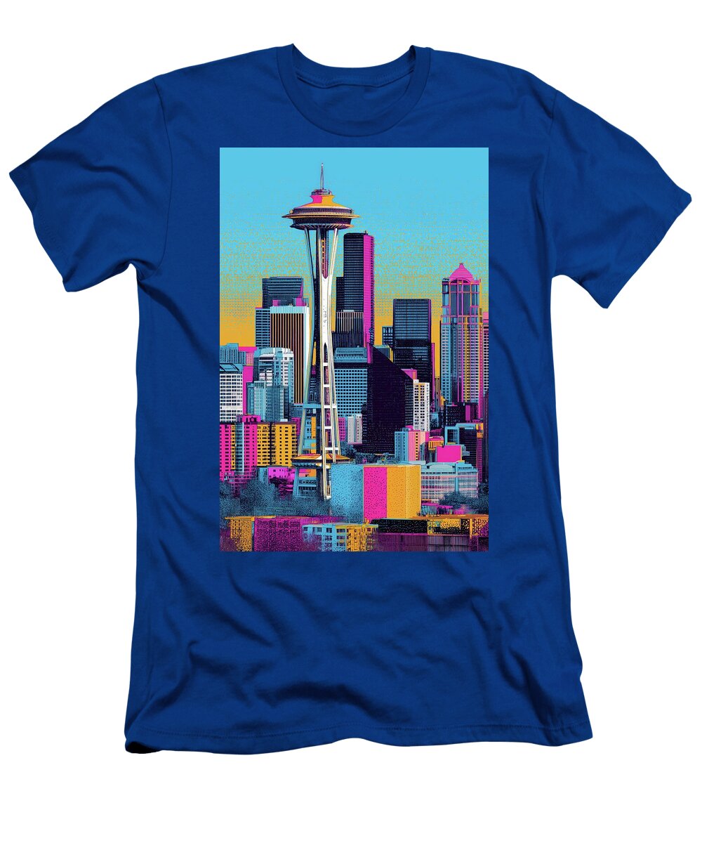 Seattle Pop Art Skyline Halftone Pulse Skylinevistas T-Shirt