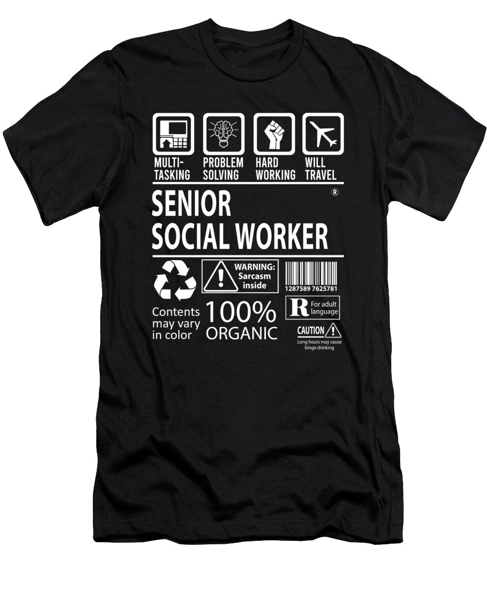 Senior Social Worker Multitasking Job Title Gift Item Shi Hu Kang T-Shirt