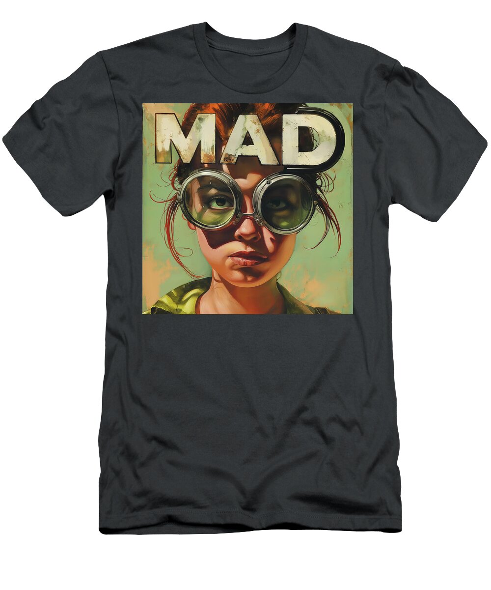 Serious Goggles Lady Mad Comic Book Cover 16 Mad Paperairplanes T-Shirt