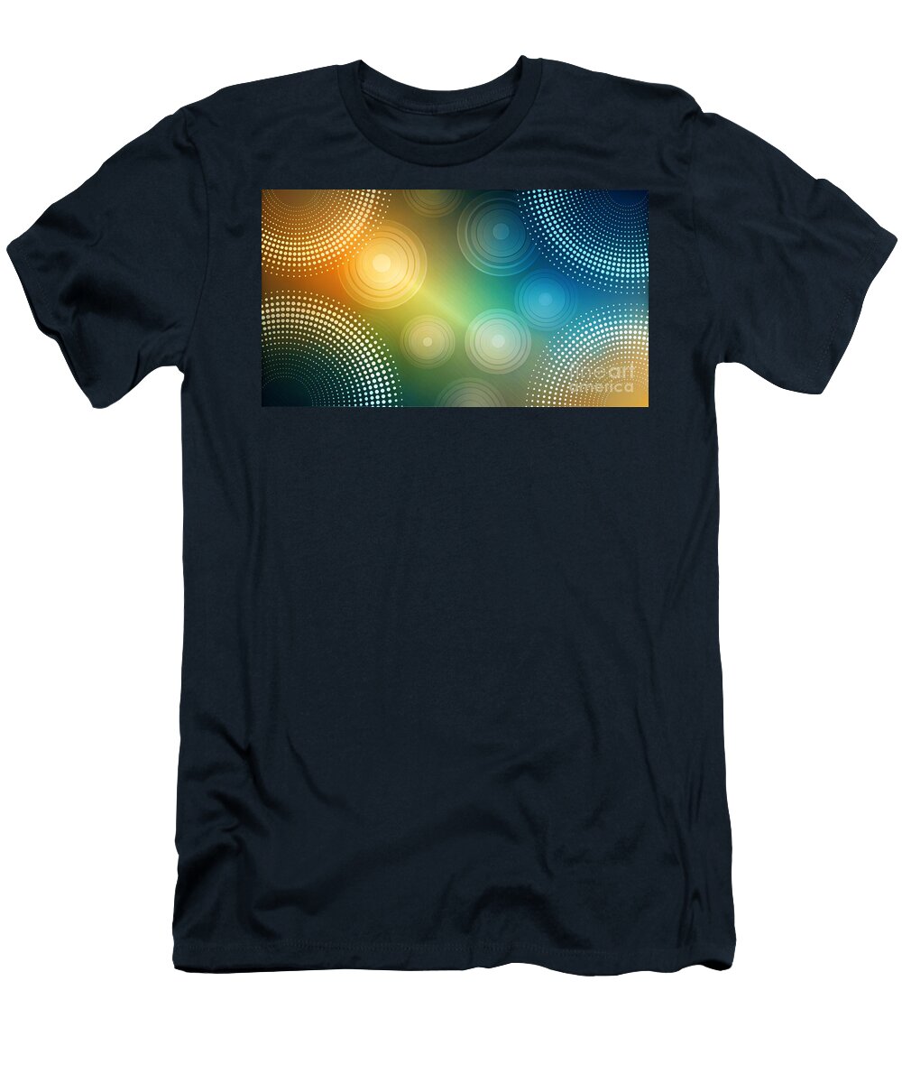 Several Circles Composed of Dotted Lines Overlap to Create a Vibrant Abstract Background Odon Czintos T-Shirt