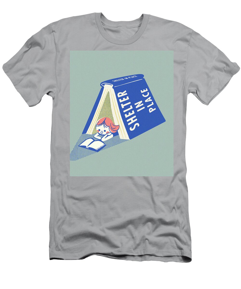 Shelter in Place Book and Girl Reading Csa Images T-Shirt