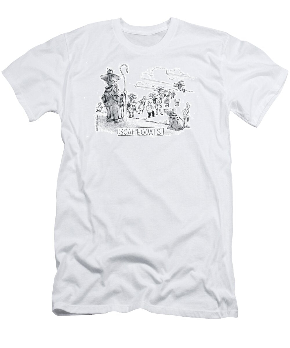 Shepherd Standing Watch Over Herd of Scapegoats Bruce Bolinger T-Shirt