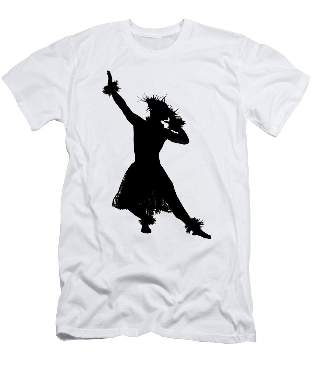 Silhouette of a Male Hula Dancer with Background Gunther Allen T-Shirt