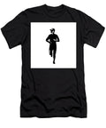Silhouette of Country Marathon Runner Running Front View Retro Black and White Aloysius Patrimonio T-Shirt