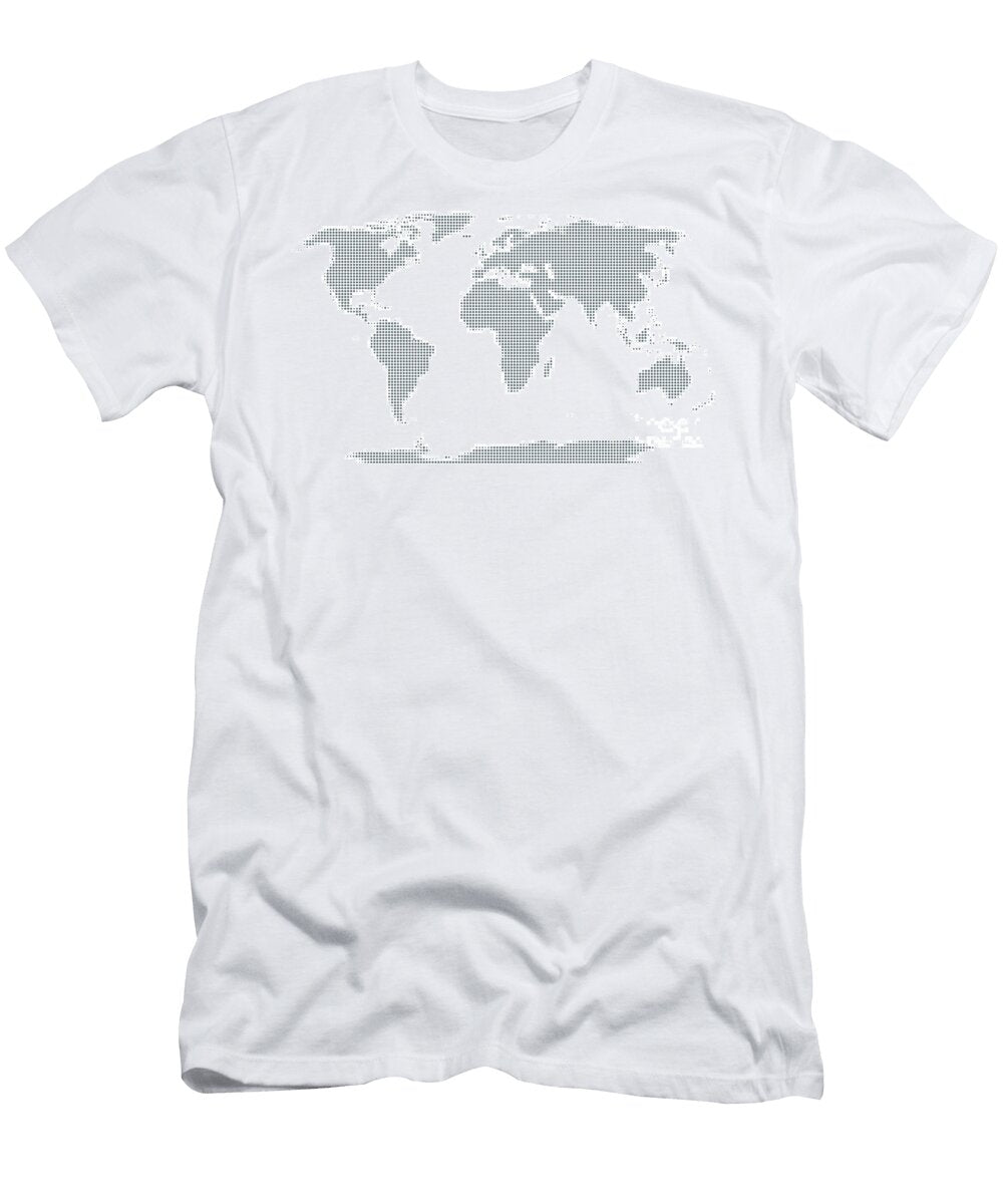 Silhouette of the World with Gray Halftone Dots Peter Hermes Furian T-Shirt