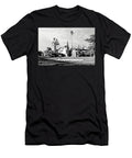 Silicon Valley History San Jose State University Tower Hall and Palm Trees Black and White Dmr Filho T-Shirt