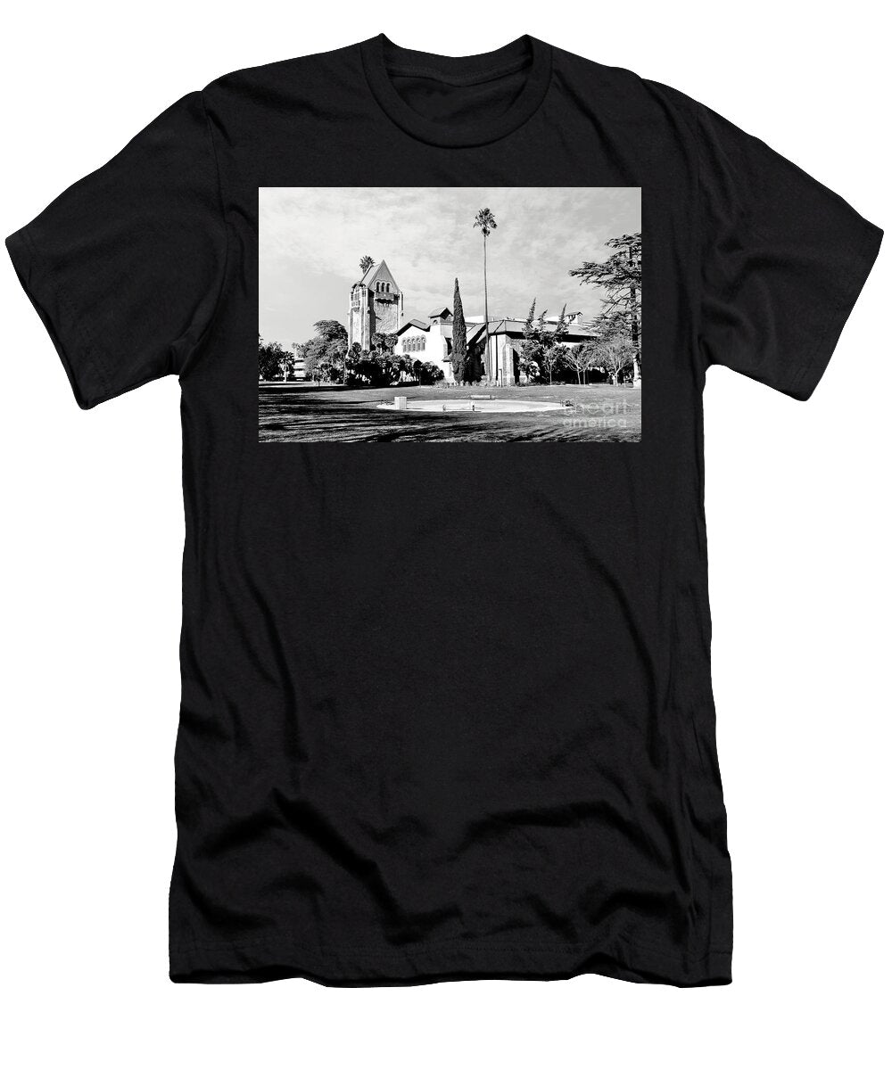 Silicon Valley History San Jose State University Tower Hall and Palm Trees Black and White Dmr Filho T-Shirt