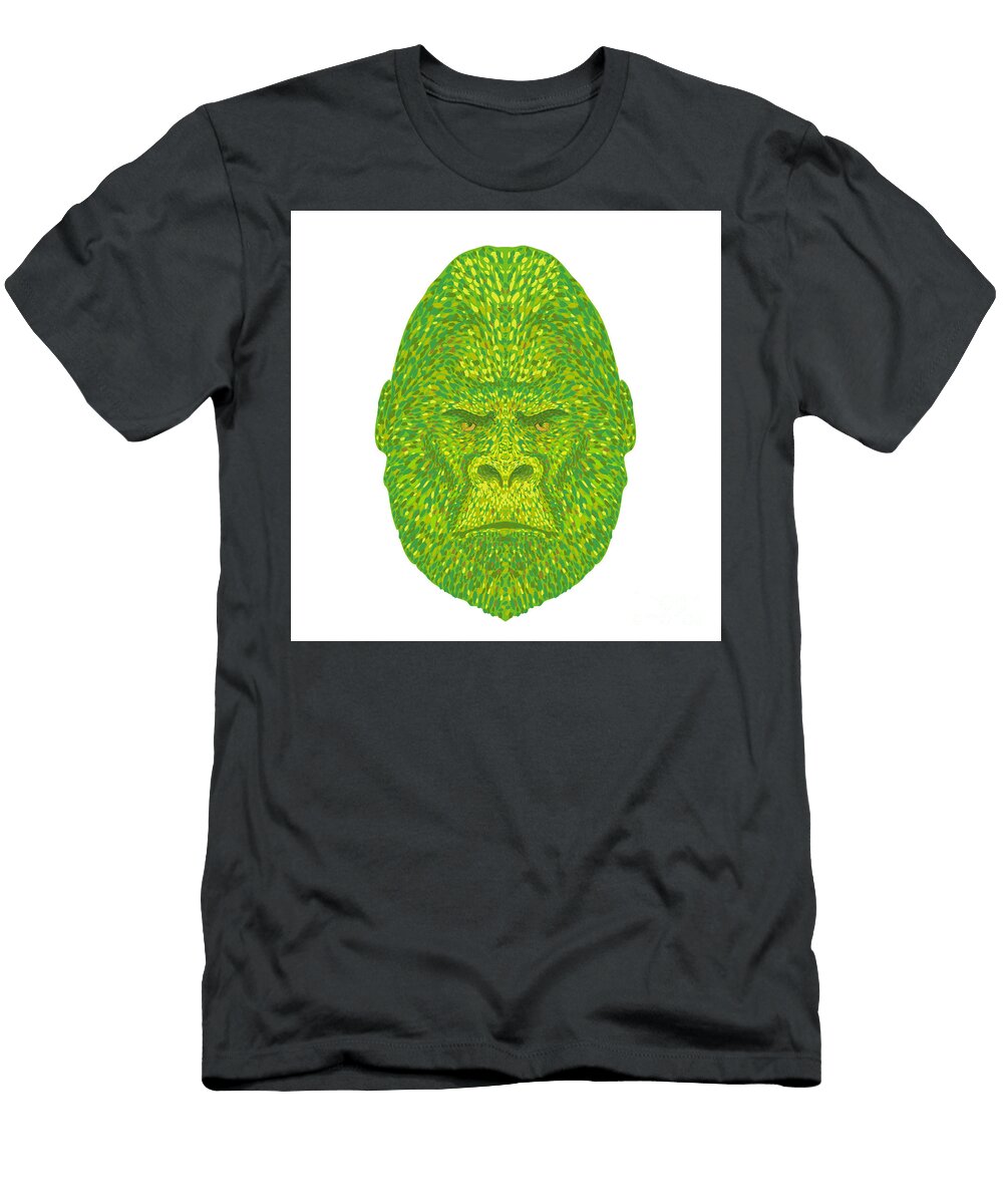 Silverback Gorilla Head Front View Pointillist Impressionist Pop Art Style Aloysius Patrimonio T-Shirt