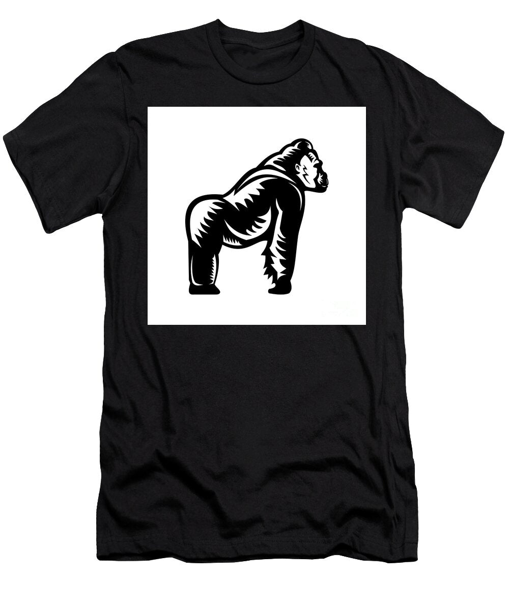 Silverback Gorilla Side View Woodcut Aloysius Patrimonio T-Shirt