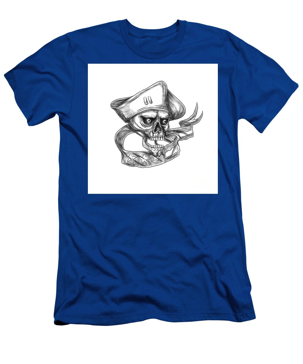Skull Patriot USA Flag Ribbon Tattoo Aloysius Patrimonio T-Shirt