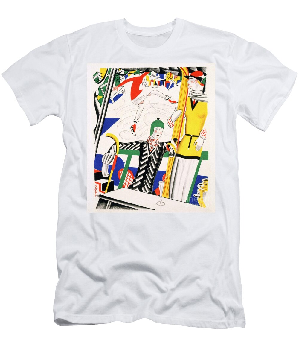 Sledging C1920 Stencil on Paper Charles Martin T-Shirt