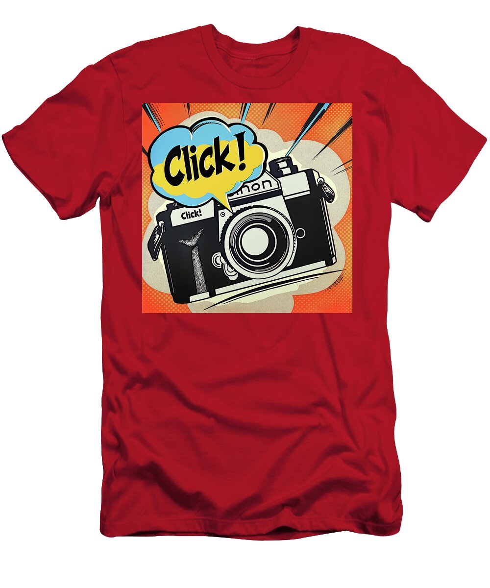 Slr Camera Click Comic Book Art 69 Mad Paperairplanes T-Shirt